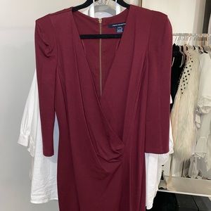 French Connection burgundy structured dress